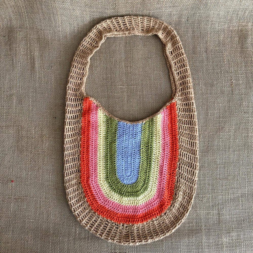 URBAN ORIGINALS Valley Bag Boho Tan Background w/ Rainbow Knit